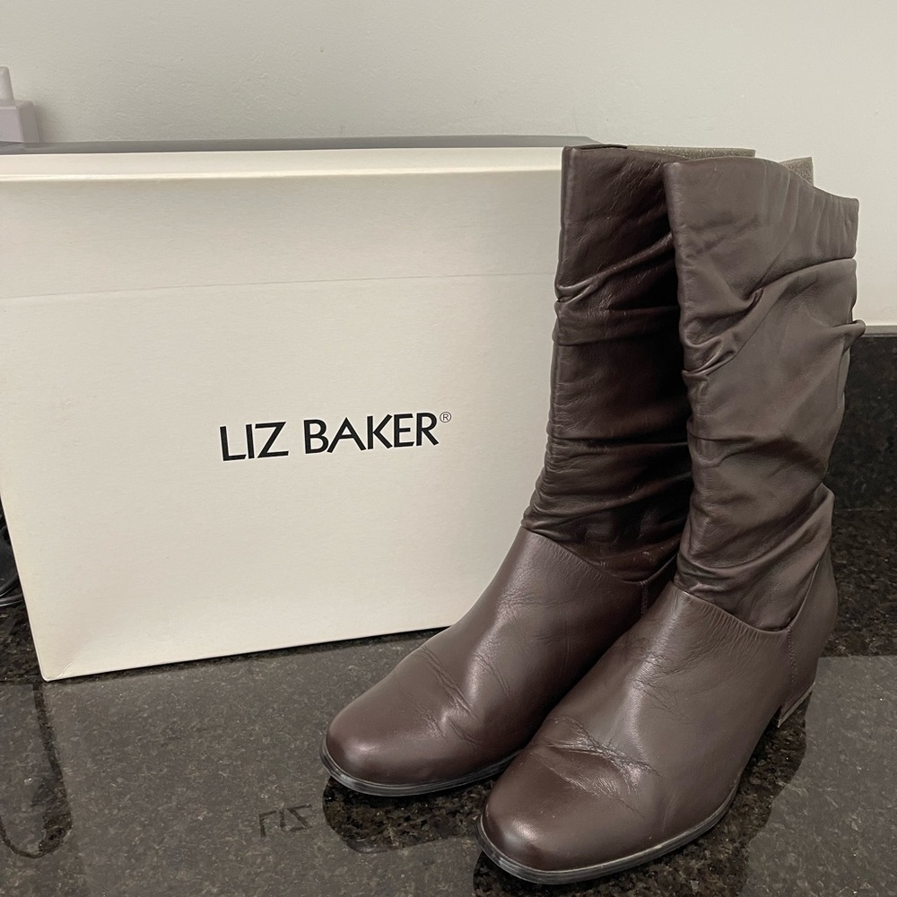 Liz BakerJamie Brown Leather Slouch Boots Size 8.5